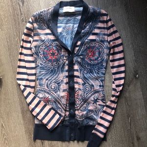 Jean Paul Gaultier mesh top cardigan